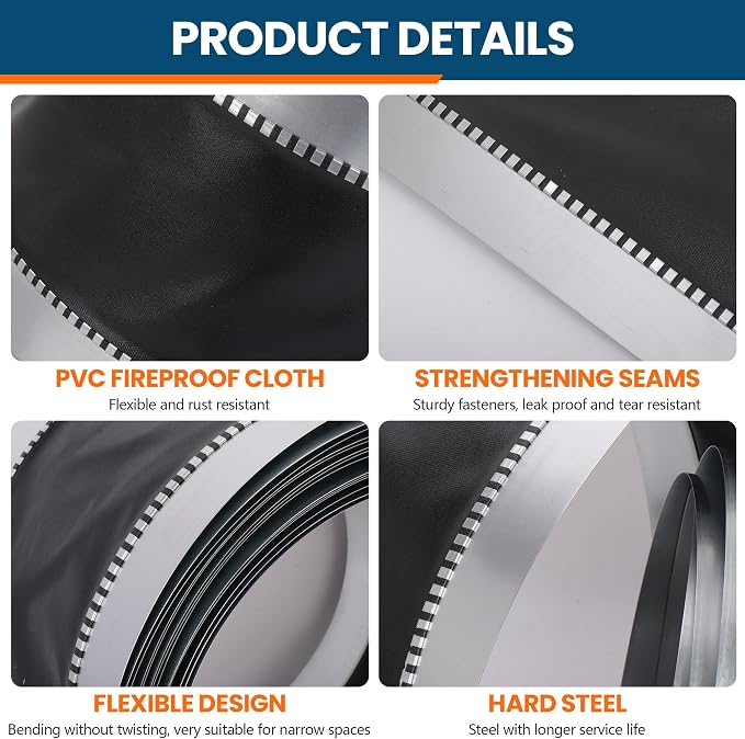 Vinyl Flexible Duct Connector for HVAC Ducting, 9-1/2 x 50 ft Roll | PVC Canvas - Image 2