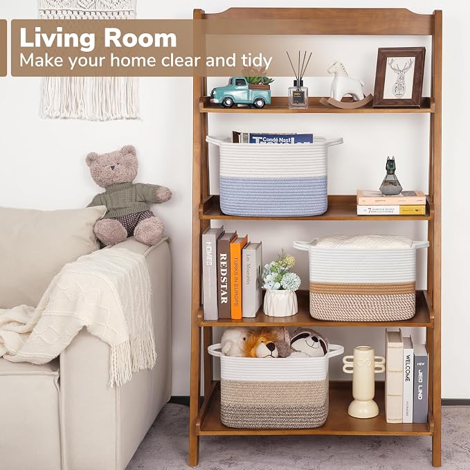 Goodpick Woven Storage Basket for Shelves, Cotton Rope Baskets for Kids Toys & - Image 2