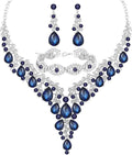 Wedding Bridal Bridesmaid Austrian Crystal Rhinestone Jewelry Sets Statement Choker Necklace Earrings Bracelets Sets for Wedding Party Prom