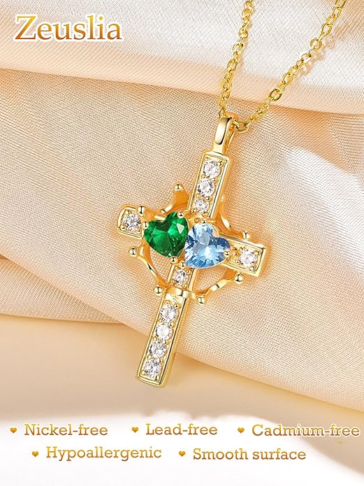 Valentine's Day Gifts for Wife 925 Sterling Silver Double Birthstone Pendant Necklaces I Love You for Always and Forever Necklace Anniversary Birthday Gifts for Wife Girlfriend Mom Her