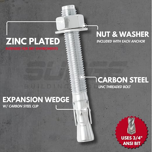 3/4" x 4-1/4" Zinc-Plated Anchor Bolts - Image 3