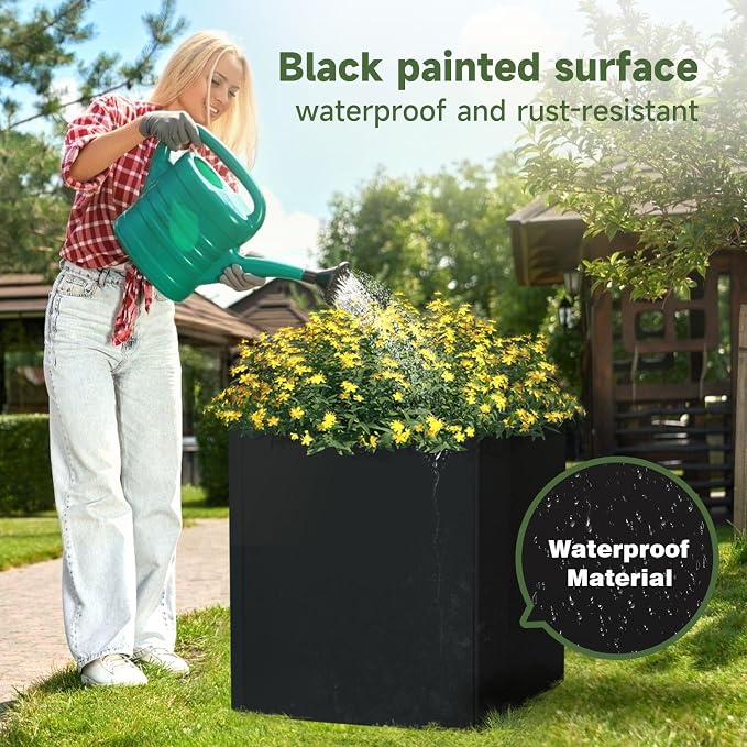 Metal Planter Box 20”L x 20"W x 20"H Large Square Steel Planter Box | Outdoor - Image 4