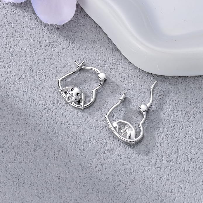 Hypoallergenic Earrings Rabbit Tiger Teddy Koala Puppy Panther Peacock Earrings Sterling Silver Animal Hug Hoop Earrings Jewelry Mothers Day Graduation Birthday Gifts for Women