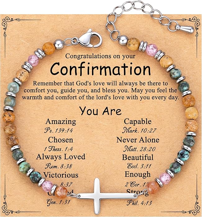 TONY & SANDY Christian Cross Bracelet for Women, Valentine's Day Gifts for Her, Confirmation Baptism Easter Gifts, Unique Gift for Friends Daughter Mom Sister in Christ Birthday Christmas