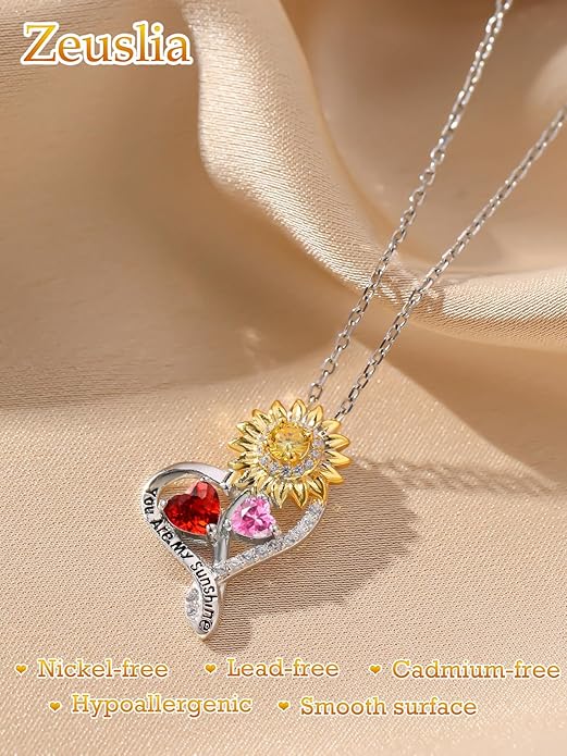 Valentine's Day Gifts for Wife 925 Sterling Silver Double Birthstone Pendant Necklaces I Love You for Always and Forever Necklace Anniversary Birthday Gifts for Wife Girlfriend Mom Her
