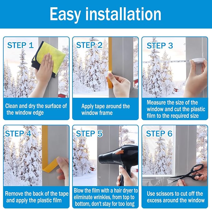 Window Insulation Kit for Winter, 87×394" Window Plastic for Winterizing | - Image 3