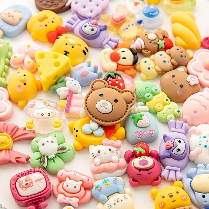 Slime Charms Cartoons Charms Cute Set - Mixed Lot Assorted Kawaii Charms Resin Flatback for DIY Crafts Making,Decorations,Scrapbooking,Embellishments,Hair Clip 25pcs