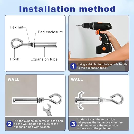 8 Pack 3/8" X 4-1/2" Expansion Eye Bolt, Concrete Eyebolt Anchors, Heavy Duty - Image 5