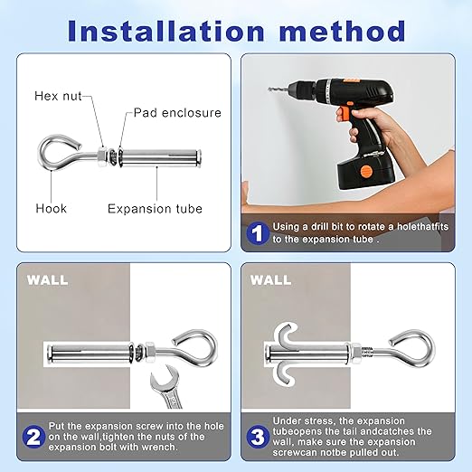 16 Pack 3/8" X 4-1/2" Expansion Eye Bolt, Concrete Eyebolt Anchors, Heavy Duty - Image 5