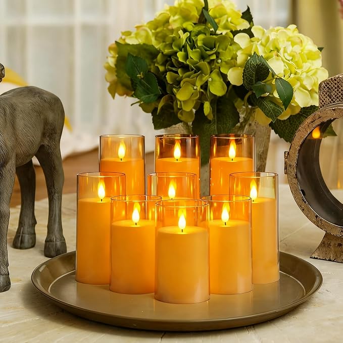 Homemory Amber Flickering Flameless Candles, Battery Operated Acrylic LED - Image 2