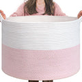 INDRESSME XXXLarge Woven Rope Blanket Basket Living Room Pink, 90L | Pink room by INDRESSME