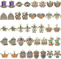 MARFOREVER 40 Pcs/20 Pairs Mardi Gras Charms for Jewelry Making, Glitter Mardi Gras Charm Carnival Mask Jester Fleur-de-lis Charms Pendants for Bracelets Necklace Earrings DIY Crafts Accessories Gifts