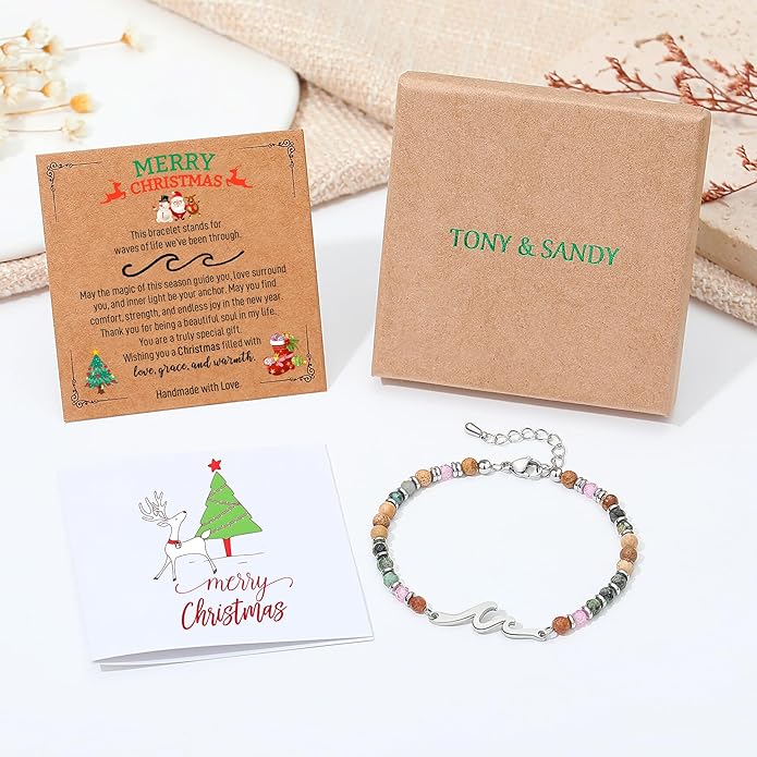 TONY & SANDY Friend Gifts for Women, Unique Valentine's Day Gifts for Her, Sister Gifts from Sister, Wave Bracelet, Christmas Birthday Gifts for Women, Bestie Friendship Bracelets