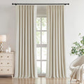 Vision Home Champagne Ivory Velvet Pinch Pleated Blackout Curtains 40"Wx84L | 2 by VisionHome