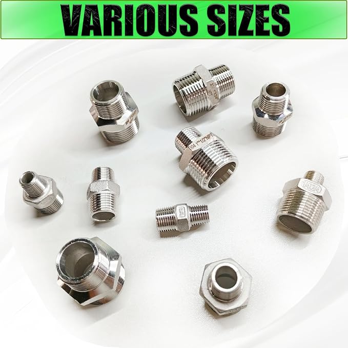 3/4" to 1/2" Male NPT Hex Reducing Nipple Fitting Adapter, 304 Stainless Steel - Image 7