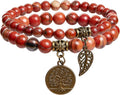 Bivei Natural Semi Precious Gemstone beads bracelet for women - Life Tree and Leaf Charm Energy Reiki Crystal Stretch Bracelets