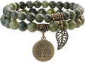 Bivei Natural Semi Precious Gemstone beads bracelet for women - Life Tree and Leaf Charm Energy Reiki Crystal Stretch Bracelets