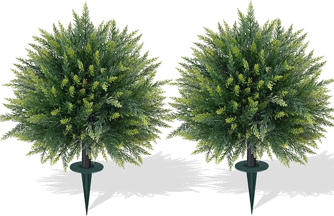 Artificial 2 Pack Cedar Topiary Trees by FEELTHENEWWORLD