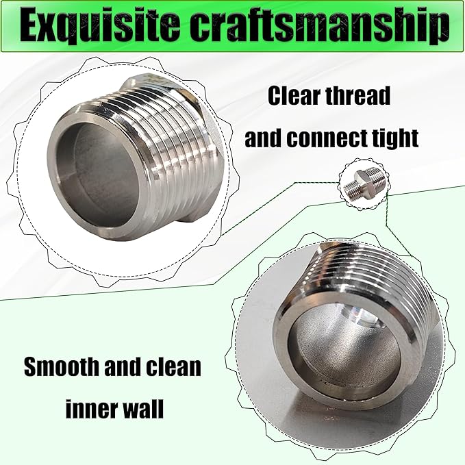 3/4" to 1/2" Male NPT Hex Reducing Nipple Fitting Adapter, 304 Stainless Steel - Image 4