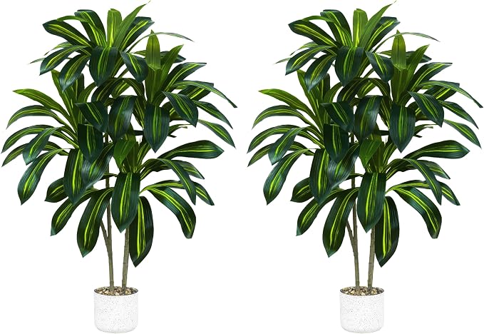 2 Pack Artificial Dracaena Tree, 4FT Fake Indoor Plant by TXABL