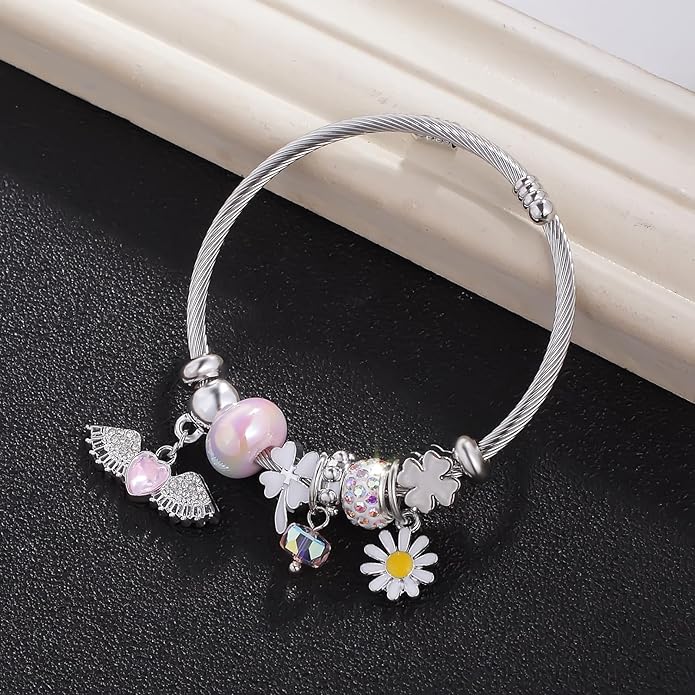 Charm Bracelets for Girls Cute Cartoon Friendship Bracelets Adjustable Bangle Gifts for Girls DIY Jewelry