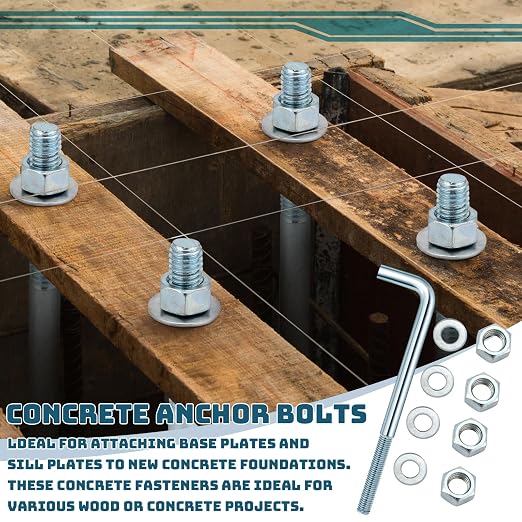 Yaocom 10 Pcs J Bolt Galvanized Anchor Bolts Galvanized Concrete Fastener - Image 7