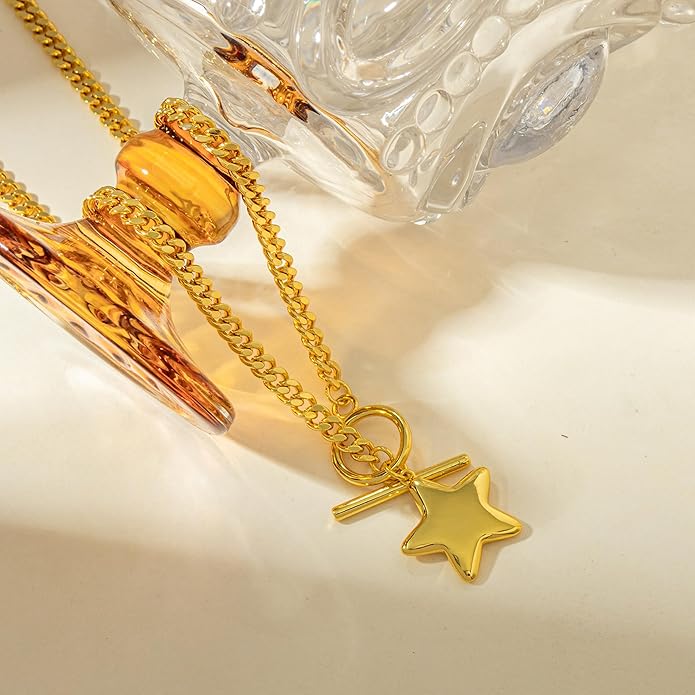 18k Gold Chunky Cross Necklace for Women Hammered Cross Choker Necklaces Bold Statement Necklace Trendy Jewelry