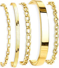 Gold Bracelets Set for Women Stack, Dainty Thick Bracelets Stack for Women Trendy, Simple Thin Gold Plated Cuff Stackable Bracelets With Beaded Cuban Paperclip Snake Rope Bangle Hand Chain Jewelry Gifts for Women Non Tainish