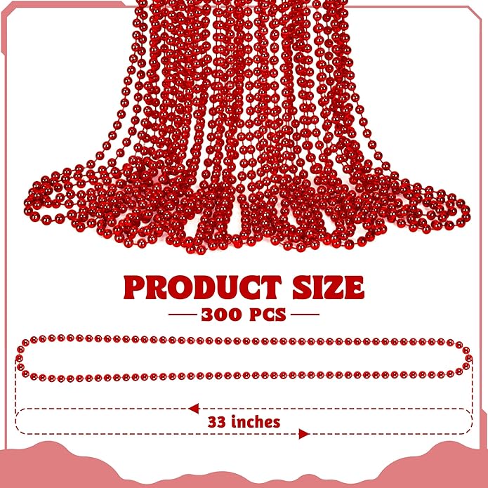 300PCS Mardi Gras Beads Bulk, Mardi Gras Beads Necklace, Parade Throw Accessories Set Decorations Party Supplies
