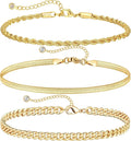 DEARMAY Dainty 14K Gold Plated Ankle Bracelets for Women, Waterproof 14K Gold Plated Link Chain Anklets Non Tarnish Set Pack Summer Beach Jewelry Gift