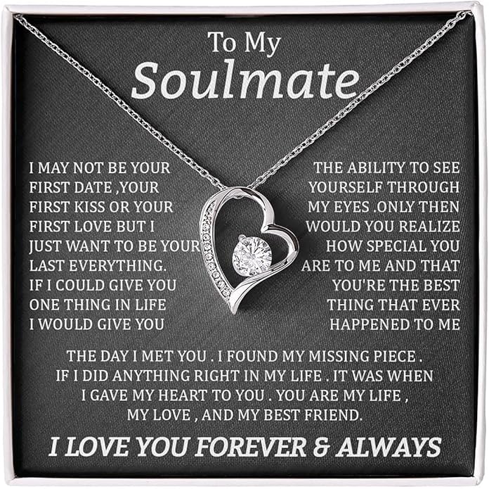 To My Beautiful Soulmate Necklace For Women, Necklace For Wife From Husband, Girlfriend Necklace From Boyfriend, Wife Birthday Gifts From Husband, Gifts Boxes For Women, Soulmate Necklace For Her
