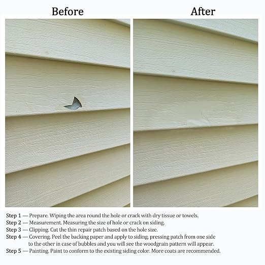 Vinyl Siding Repair Kit 12Pcs 6.3X4.75Inch Self-Adhesive Vinyl Siding Patch PVC - Image 5