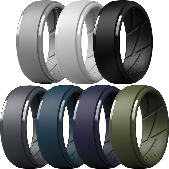 ThunderFit Men's Silicone Rings 10mm Wide 2.5mm Thick Rubber Bands, Breathable, Variety Multipack 1-10