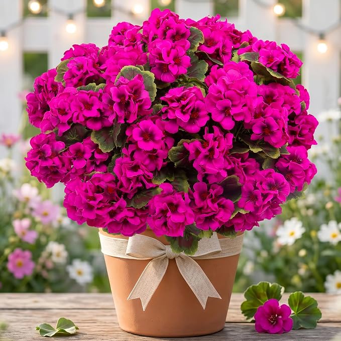 lovemoon 16 Pcs Artificial Geranium Plant Realistic Silk Flowers - Image 5