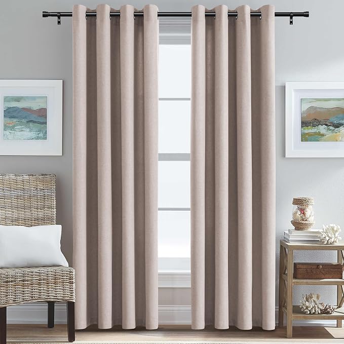 H.VERSAILTEX Room Darkening Curtains 84 inches Long 2 Panels Set, Faux Linen by HVERSAILTEX