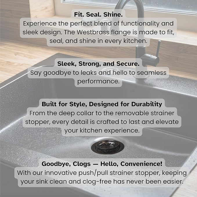 Westbrass D2082S-12 3-1/2" Extra-Deep Collar Kitchen Sink Waste Disposal Flange - Image 6