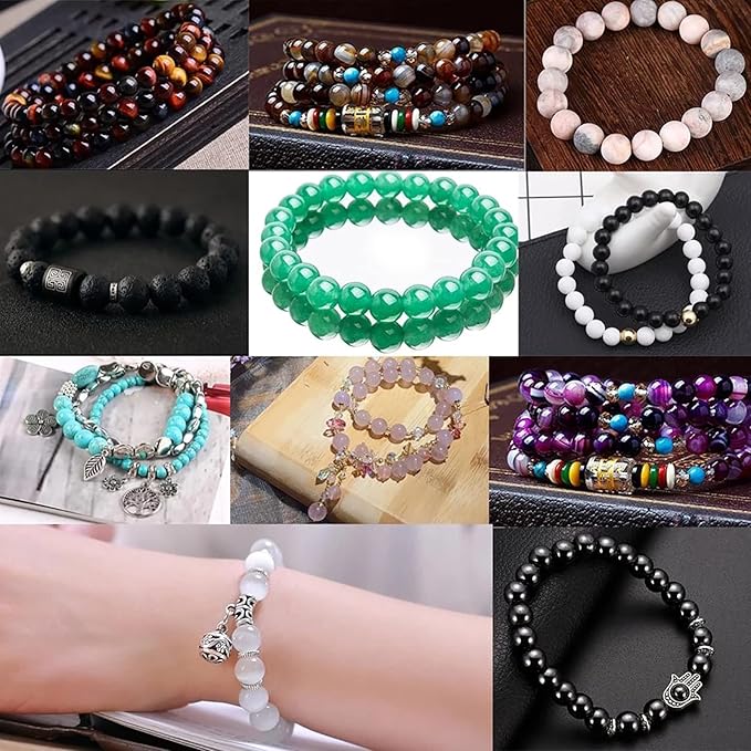 90PCS 8mm Natural Picasso Jasper Beads Healing Power Stones Round Loose Gemstone Beads for Jewelry Making DIY Bracelet Necklace 32" 2 Strands