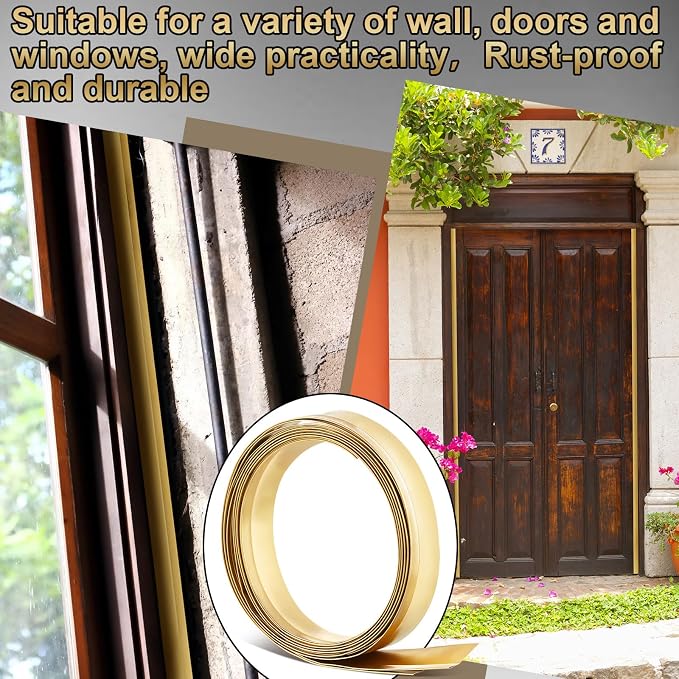Zonon 1-3/4" W x 17.72' L Spring Bronze Weather Stripping Metal Brass Weather - Image 7