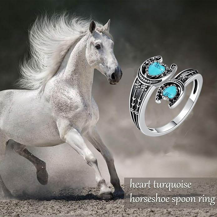 MONGAS Spoon Rings for Women Sterling Silver Horseshoe Witches Knot Filigree Open Adjustable Thumb Rings Horseshoe Witches Knot Filigree Jewelry Gifts for Women