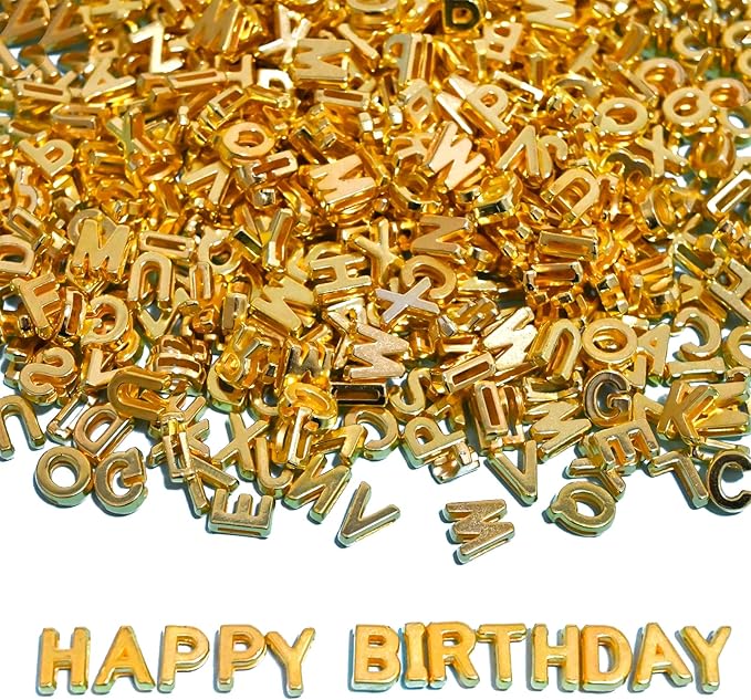 700+ Pieces 9x12mm Big Large Alphabet Letter Beads A-Z Mixed Plastic Shape Loose Beads for Jewelry Making Bracelets Necklaces Key Chains (Golden)