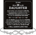 Daughter Infinity Heart Bracelet, Daughter Jewelry Gift From Mom or Dad with Message Card and Box Meaning