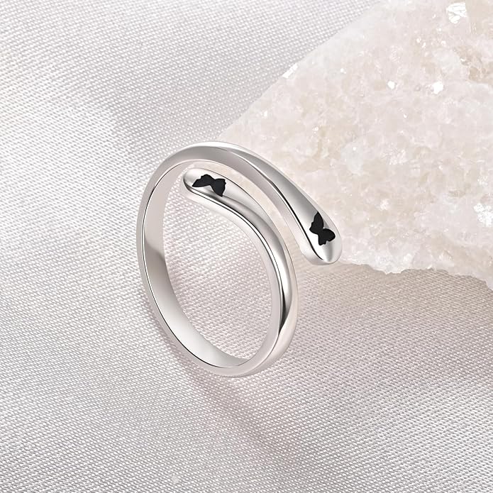 Fookduoduo 925 Sterling Silver Ring Inspirational Jewelry adjustable Wrap Open Rings for Women