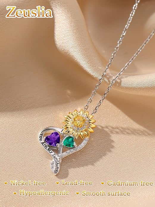 Valentine's Day Gifts for Wife 925 Sterling Silver Double Birthstone Pendant Necklaces I Love You for Always and Forever Necklace Anniversary Birthday Gifts for Wife Girlfriend Mom Her