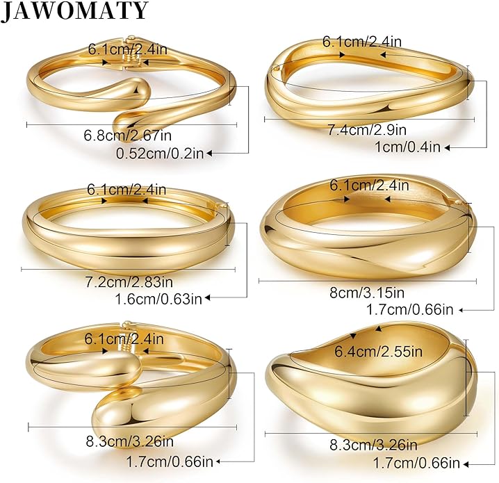 Chunky Gold Bangle Bracelets for Women, Premium Zamak 3 Alloy with 14K PVD Vacuum-Ion Plating & Electrophoretic Finish, Ideal for Parties, Weddings, Christmas & Valentine’s Day Gifts