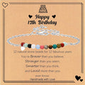 Birthday Gift for 9-16 Year Old, Small Natural Stone Beaded Bracelet Adjustable Heart Charm Bracelet for Daughter Granddaughter Sister Niece Friend on Birthday Graduation with Message Card Gift Box