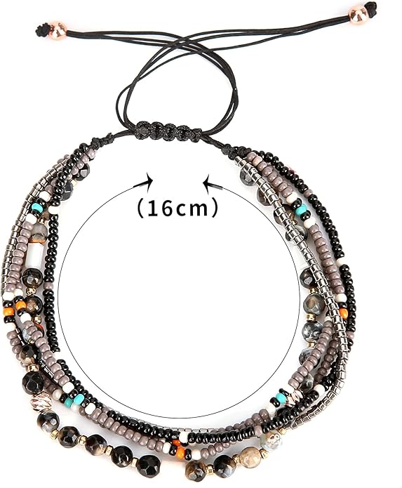 Handmade Adjustable Wrap Bracelet Bohemian String Braided Beads Anklets Gifts for Women