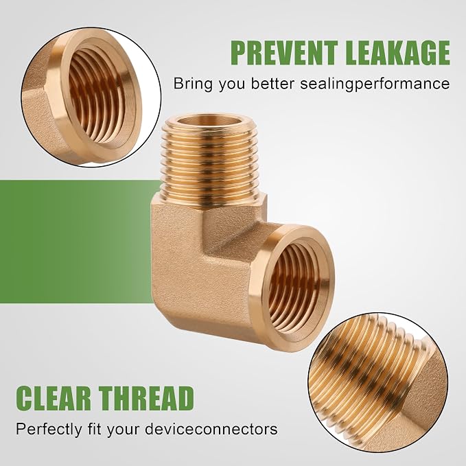 5Pcs Brass Pipe Fittings 90 Degree Street Elbow, 1/4" x 1/4" | 1/4 Inch NPT - Image 4