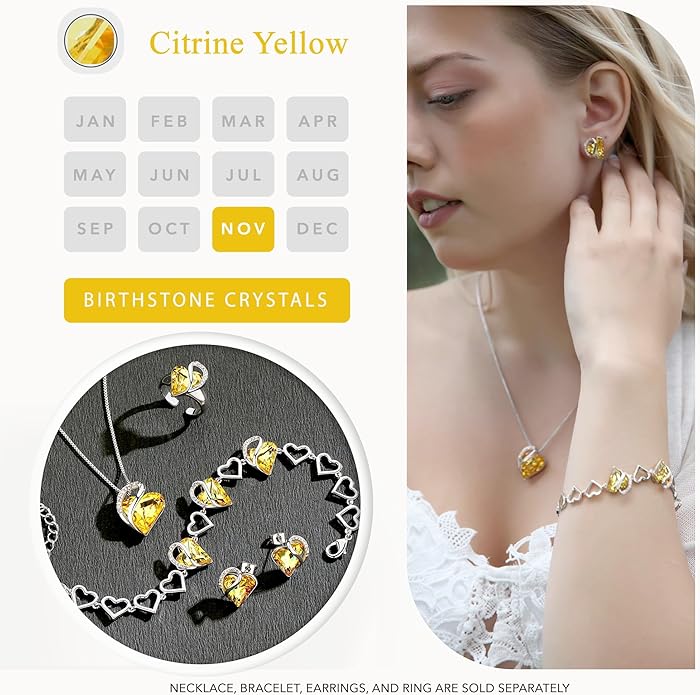 Leafael Infinity love Heart Birthstone Stud Earrings for Women, Valentine's Day Gifts for Mom, Wife, and Her, Silver Plated Birthday Jewelry