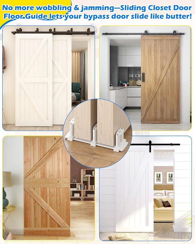 IWIWE Bypass Door Guide, Adjustable 3-Roller Bottom Mount - Image 6