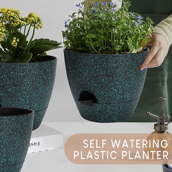 YNNICO Plant Pots 10/9/8/7.5/7 inch, Self Watering Planters - Image 7